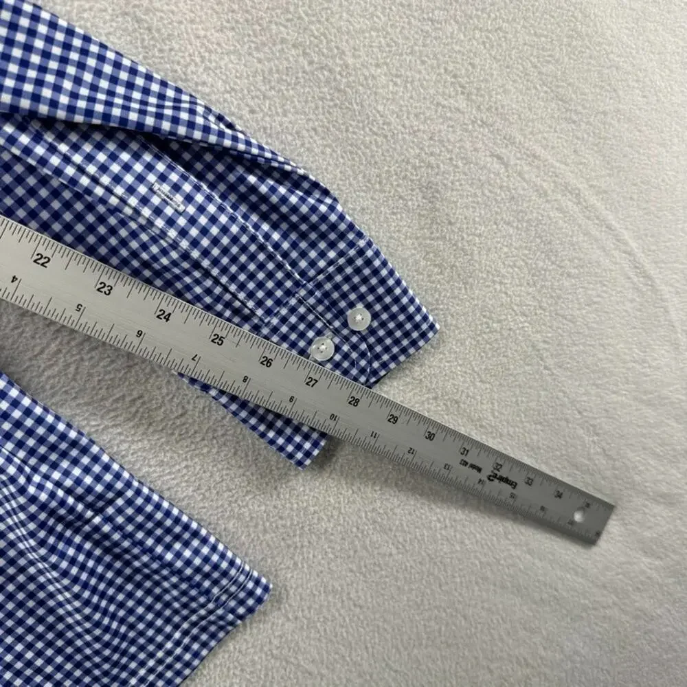 Collars Co Polo Shirt Men's Small Blue White Gingham Check Plaid Button Down NEW
